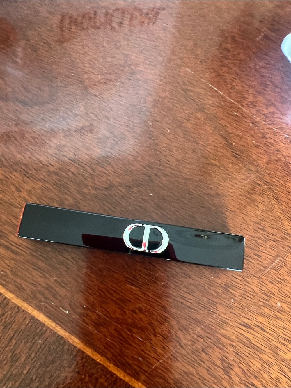 Dior Black Lipstick Case with Silver CD Emblem